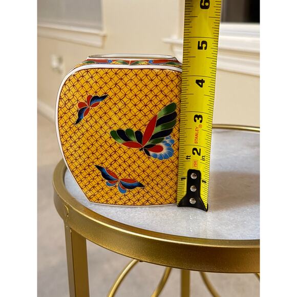 1981 Takahashi San Francisco Hand Decorated Cloisonné-Style Ceramic Vase 5” x 5” - Picture 8 of 9